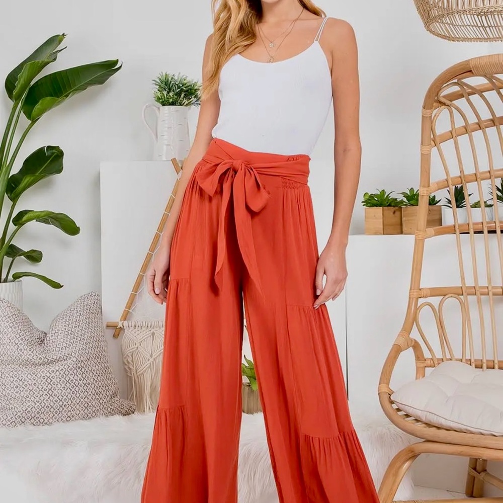 Women's Rust Wide-Leg Pants
